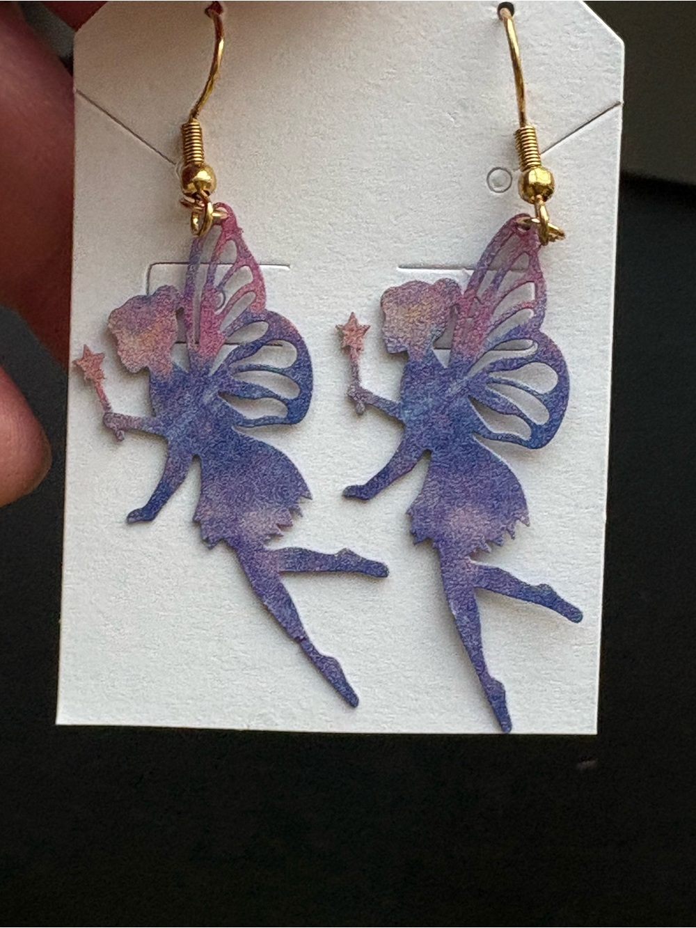Purple-Pink Fairy Silhouette Earrings